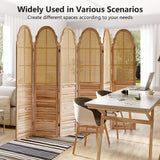 Asnefeli 6 Panels Room Divider Screen, Rustic Rattan Room Divider, Wood Folding Privacy Screen, Foldable Wood Divider Wall, Portable Partition Panel, Wall Divider for Room Separation (Natural) Asnefeli