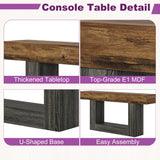 HIGREENA 63 Inch Entryway Table, 2-Tier Farmhouse Wooden Rectangular Console Sofa Table for Living Room, Hallway, Foyer Accent Table Behind Couch with U-Shaped Base - Brown & Grey HIGREENA