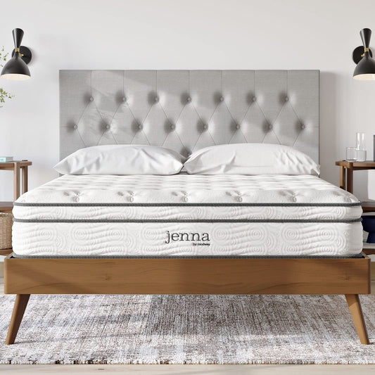 Modway Jenna 10” Innerspring and Memory Foam California King Mattress With Individually Encased Coils, White