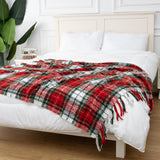 LALIFIT Plaid Throw Blanket with Fringes Green Red Christmas Home Decor Blankets Super Soft Cashmere Blanket for Couch Sofa Farmhouse Halloween etc 50" x 60" Inches(Xmas) LALIFIT