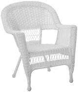 Jeco 3 Piece Wicker Chair and End Table Set without Cushion, White Jeco