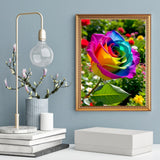 Yikenjoy Rose Diamond Art Kit for Adults – 5D Diamond Painting Kit for Beginner, Full Drill DIY Rainbow Rose Diamond Art, Relaxing & Fun Diamond Art Kits for Adults, Wall Decor 16 x 12 in Yikenjoy