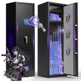 10-12 Rifle Safe, Gun Safe for Rifles and Pistols-Fingerprint, Biometric and Password Gun Cabinet, Rifle Safes for Home with No Assembly Required, Gun Locker Quick Access Marcree