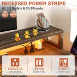 Aheaplus L Shaped Desk with File Drawer, 66" Reversible L Shaped Computer Desk with Power Outlet & LED Strip, Gaming Desk with Long Monitor Stand, Office Desk Corner Desk with Storage Shelf, Grey Oak Aheaplus