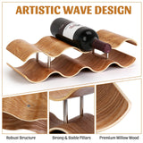 VAlinks Table Wine Rack Countertop Freestanding Wine Racks & Cabinet 2 Tier 7 Bottles Wave Willow Wood Champagne Rack VAlinks