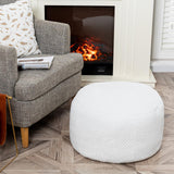 Asuprui Pouf Ottoman Unstuffed Pouf Ottoman Foot Rest No Filler Floor Pouf Soft Foot Stool 20x20x12 Inches Fuzzy Chair Floor Chair Foot Rest with Storage for Living Room Bedroom White Pouf Cover Asuprui