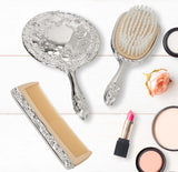 Creative Gifts International Nickel Plated Brass, Non-Tarnished 3-Piece Vanity Set, Brush, Comb, Mirror Set with Embossed Ornate Vintage Designs, Gift Box Included Creative Gifts International