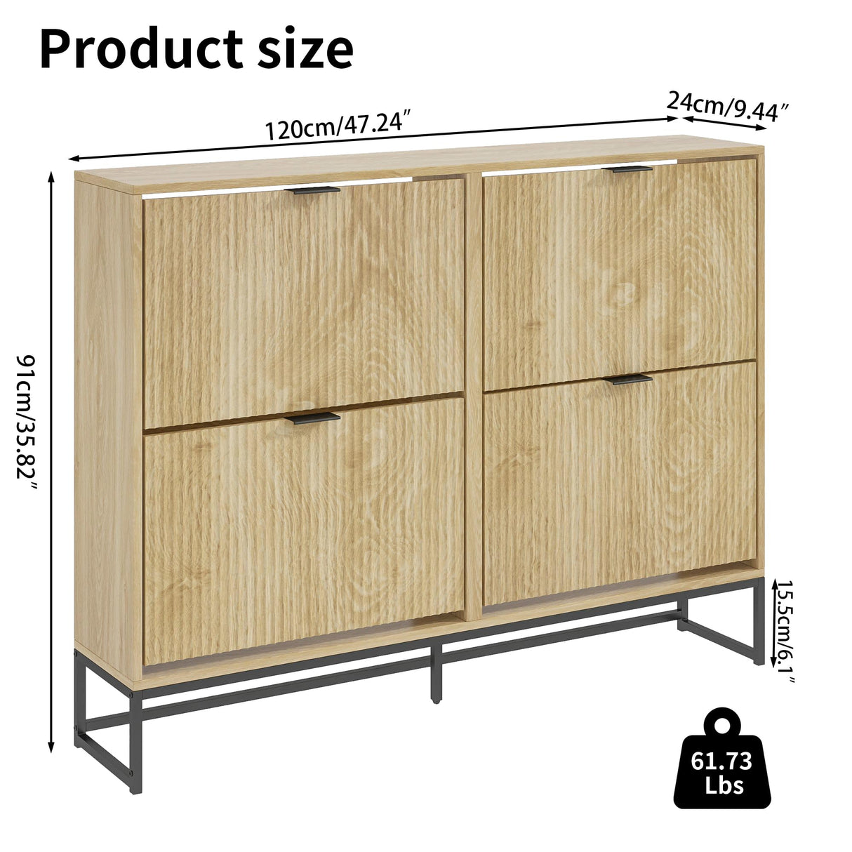 Jluomei Shoe Cabinet Storage for Entryway Slim Modern Shoe Rack Cabinet with 4 Flip Drawers Tipping Wooden Narrow Shoe Cabinet Freestanding Fluted Shoe Organizer for Living Room, Wood Jluomei