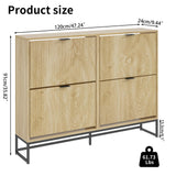 Jluomei Shoe Cabinet Storage for Entryway Slim Modern Shoe Rack Cabinet with 4 Flip Drawers Tipping Wooden Narrow Shoe Cabinet Freestanding Fluted Shoe Organizer for Living Room, Wood Jluomei