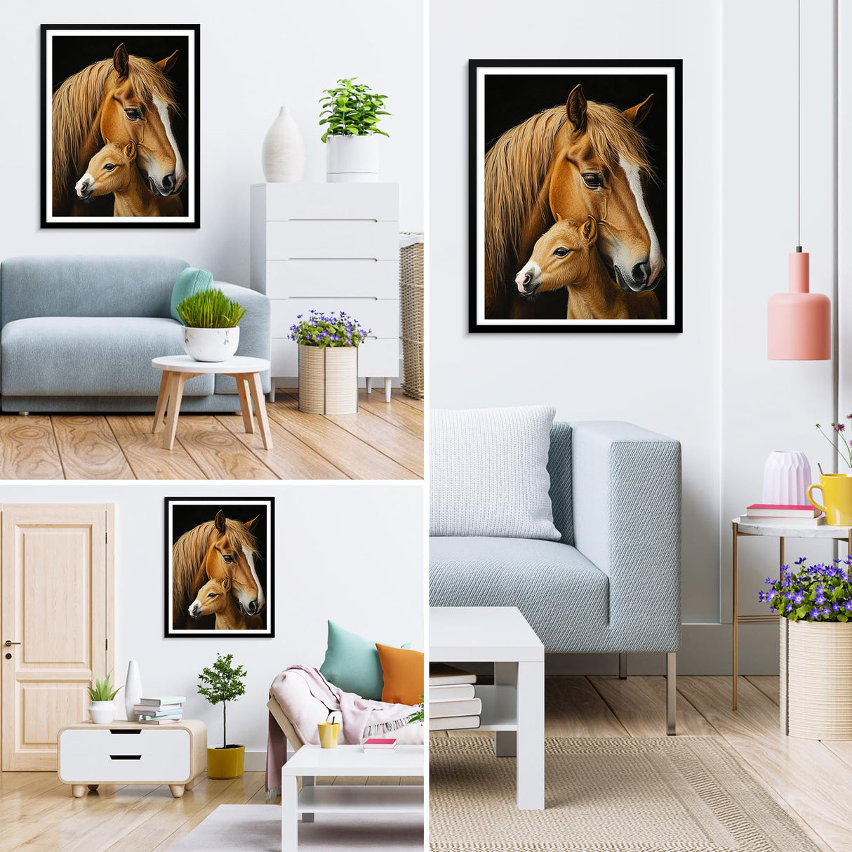 MXJSUA Horses Diamond Painting Kits for Adults, 5D Horses Diamond Art Kits for Beginners, DIY Full Drill Crystal Gem Painting Kits for Home Wall Decor 12x16 Inch MXJSUA