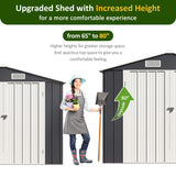 YADSUNY 10x8 FT Outdoor Storage Shed, Metal Garden Tool Shed with Updated Frame Structure and Lockable Doors, Ideal for Backyard Garden Patio Lawn, Grey YADSUNY