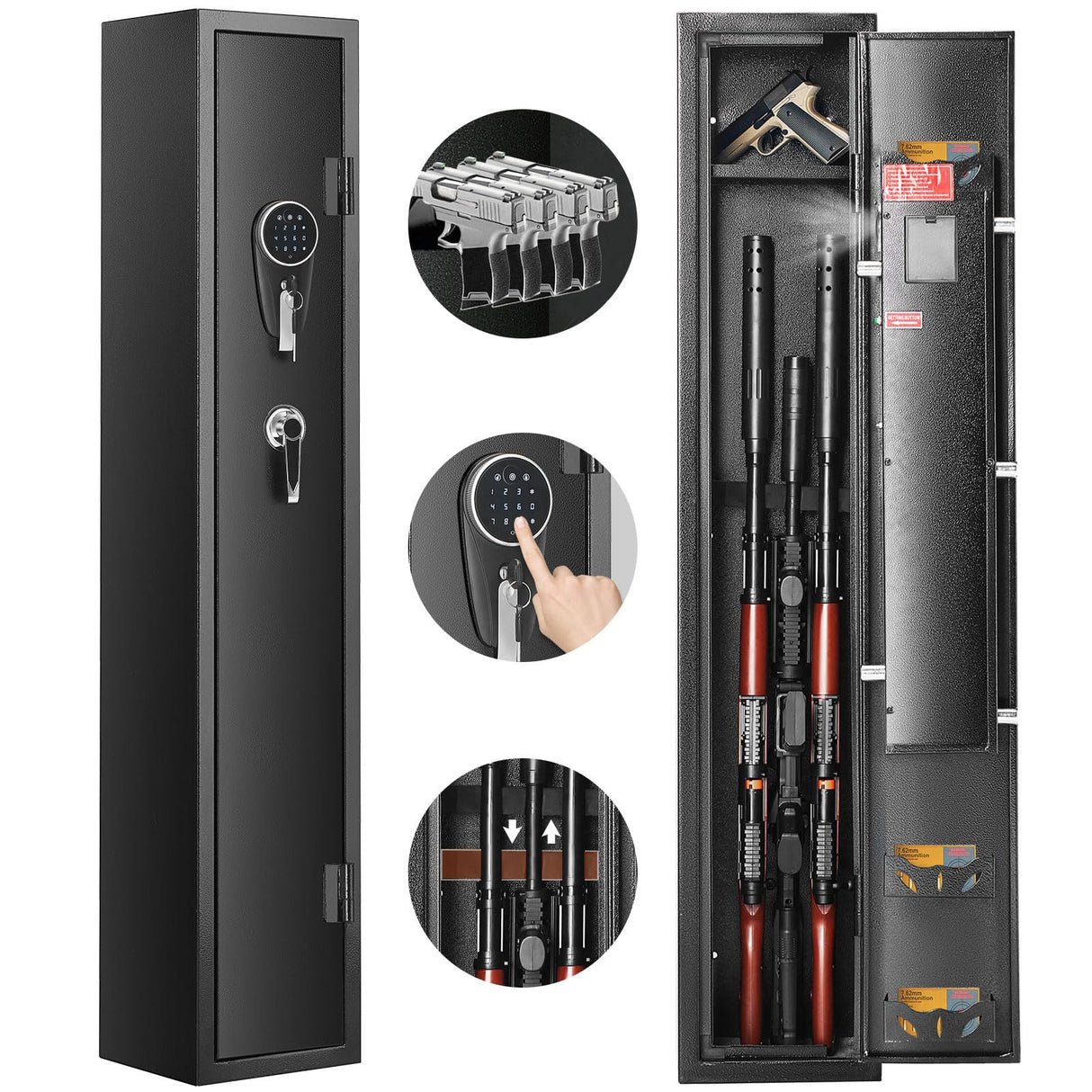 VEVOR 3-4 Rifles Gun Safe, Rifle Safe with Digital Keypad & Lock, Quick Access Gun Storage Cabinet for shotguns with Removable Shelf, Pistol Rack, Ammo Storage Box for Home Rifle and Pistols VEVOR