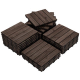 Yaheetech 27PCS Interlocking Wooden Flooring Patio Deck Tiles Solid Wood Tiles Outdoor 12 x 12in Black Yaheetech