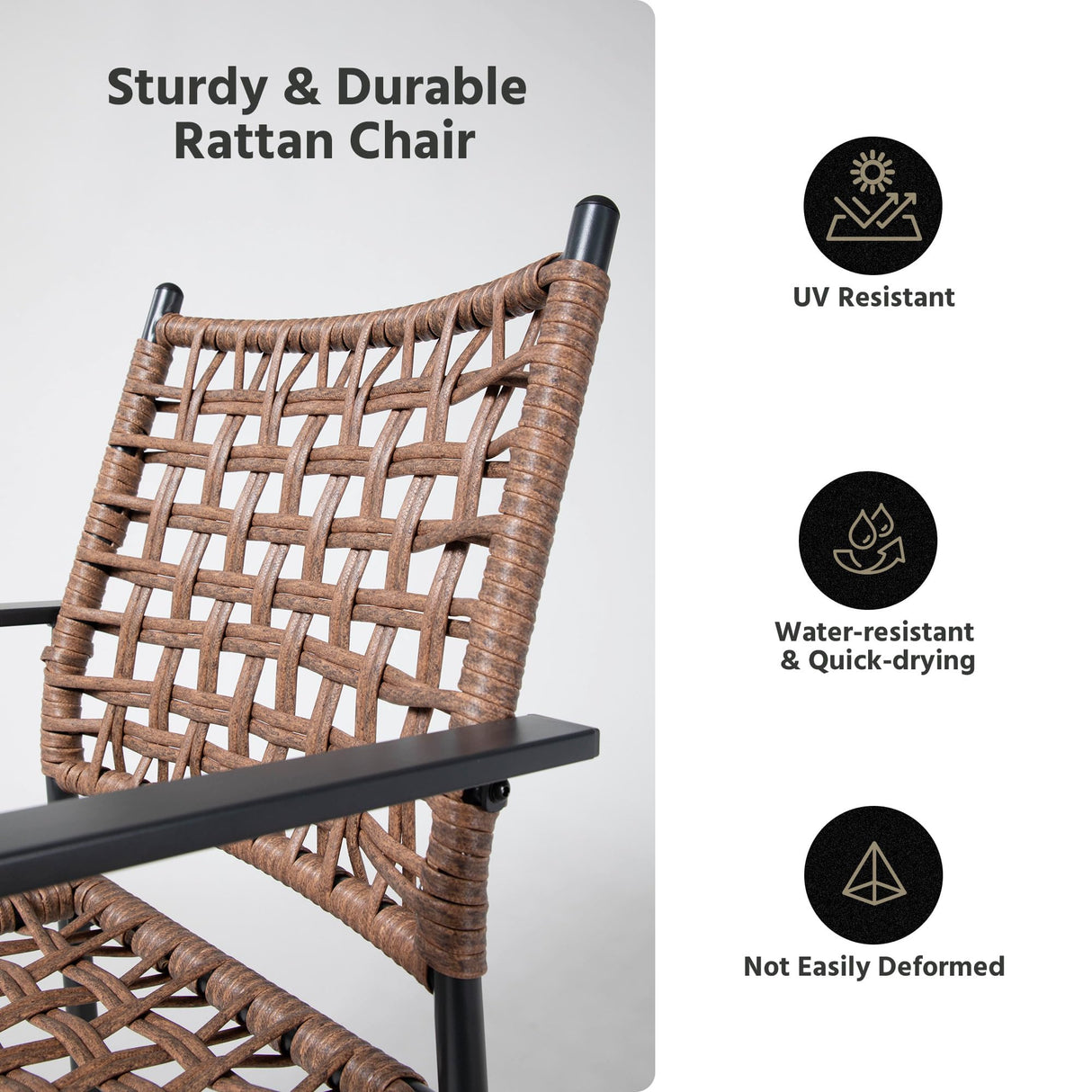 LAUSAINT HOME Outdoor Patio Dining Set 7 Pieces, Outdoor Rattan Dining Table and Chairs Set with Metal Table and Umbrella Hole, Patio Furniture Sets for Garden Backyard Deck Balcony LAUSAINT HOME