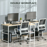 HOMCOM 83" Two Person Computer Desk with 2 Storage Shelves, Double Desk Workstation with Book Shelf, Long Desk Table for Home Office, Natural HOMCOM