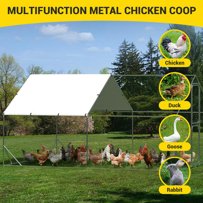 VerisShade Large Metal Chicken Coop, Chicken Coop Run with Cover, Large Chicken Run with Double Door, Chicken Pen for Outdoor Farm Yard (13.1'L x 9.8'W x 6.6'H)