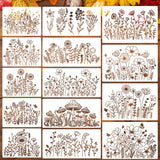 Flower Stencils for Painting Wildflower Stencils Reusable Floral Stencil for Crafts Wall Canvas Fabrics Furniture Card SUNVERSE