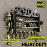 NattyDot Power Tool Organizer Wall Mount with Charging Station 4 Layer 6 Slot Cordless Drill Holder with Angle Grinder Holder (Black) NattyDot