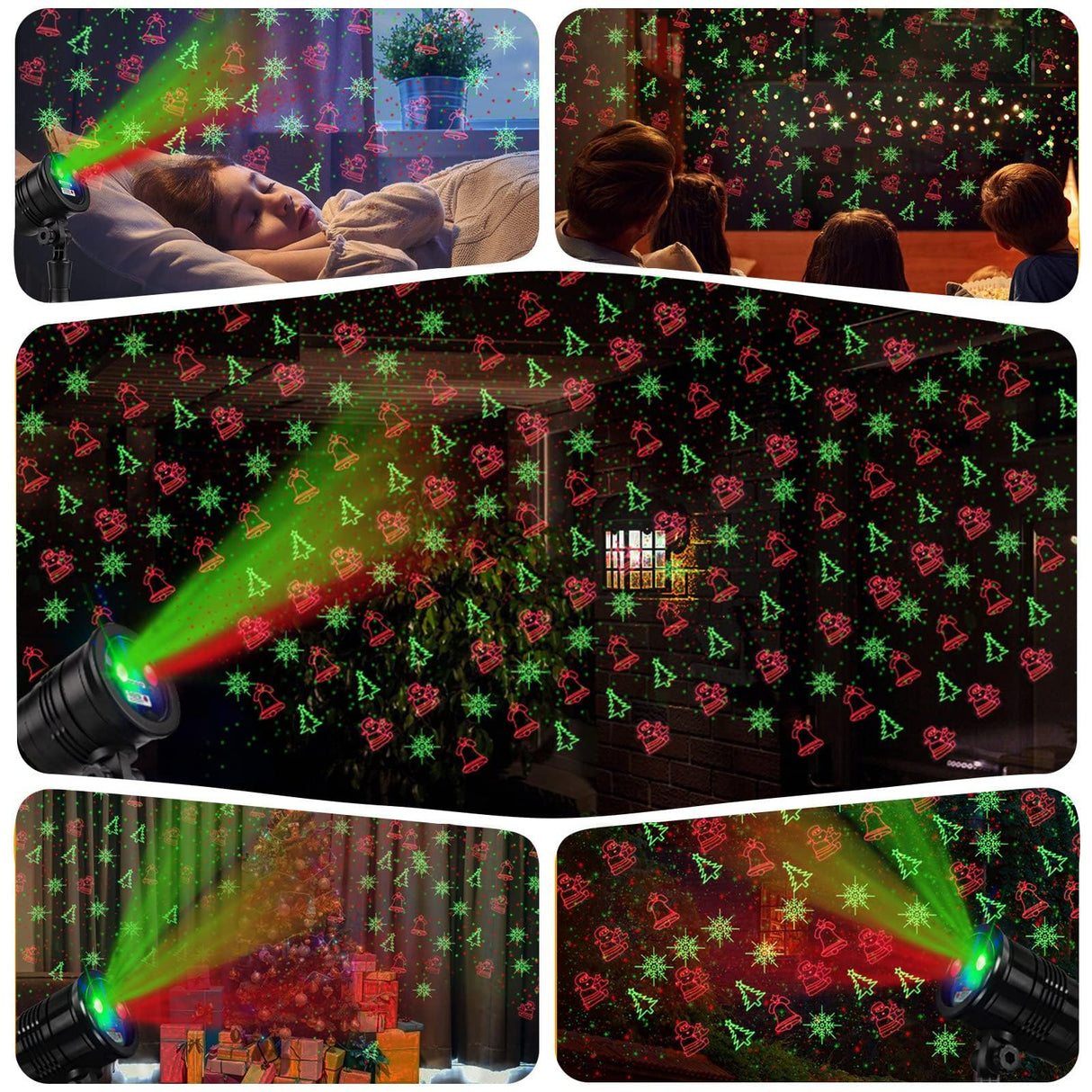 Christmas Laser Lights Outdoors Decoration Projector Light Waterproof LED Star Show for Xmas Decor House Home Yard Garden Patio Wall Indoor, Red and Green with Wireless Remote YMing