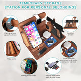 Wood Gun Holder Mens Gift Phone Wallet Docking Station Military Watch Night Stand Key Holder Side Table Charging Station Portable small item storage station DUXCIYHTA