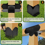 Pergola Bracket, 4-Way Pergola Right Angle Bracket, Raised Wood Bracket for 6"x6" (Inner Dimensions: 5.5"x5.5") Wooden Beam, Pergola, Garden, Gazebo,... TPHUC