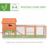 PawHut 145" Chicken Coop Large Chicken House Rabbit Hutch Wooden Poultry Cage Pen Garden & Backyard with Run & Inner Hen House Space PawHut