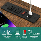 YITAHOME Farmhouse End Table with Charging Station, Nightstand Side Table Coffee Table with LED Lights Adjustable Shelf, Living Room End Table with Storage, Brown YITAHOME