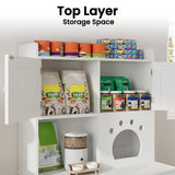 ANCTOR Multifunctional Cat Cabinet Cat Litter Box Enclosure Furniture 3-Tier Storage Play Area Tall Litter Box Furniture with Storage Easy Assembly (35.5”H, White) ANCTOR