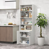 IFANNY 4 Shelf Bookcase with Doors, 70'' Tall Bookshelves and Bookcases, Vertical Bookshelf Tower, Wood Storage Shelves, Modern Book Shelf for Bedroom, Living Room, Home Office (White, 70''H) IFANNY