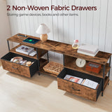 MAHANCRIS LED TV Stand with Charging Station and 2 Fabric Drawers, Entertainment Center for TVs up to 80", TV Console Table with Open Storage Shelf, for Living Room, Rustic Brown TVHR136E01 MAHANCRIS