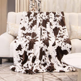 Cow Print Blanket Brown & White - Gifts for Cow Lovers Adults Girls Boys - Soft Plush Lightweight Warm Fleece Throw Blanket for All Seasons Cozy Farmhouse Decor for Bed, Couch, Travel(50"x60") GEULAY