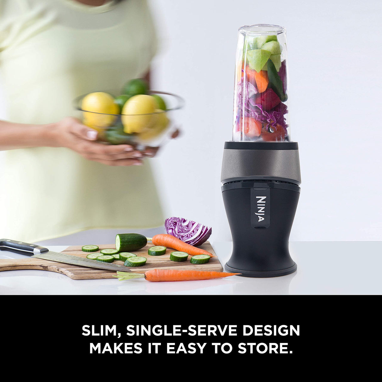 Ninja Fit Compact Personal Blender, Portable Blender for-Smoothies, Shakes, Food Prep, and Frozen Blending, 700-Watt Base, (2) 16-oz. Cups and Spout Lids, Black QB3001SS Ninja