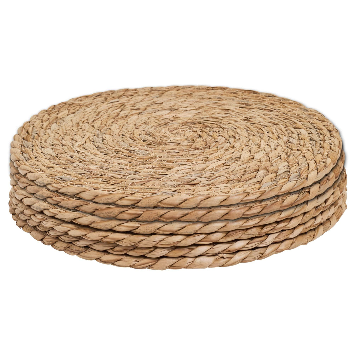 6Pcs 12" Round Woven Rattan Placemats,Natural Hand-Woven Water Hyacinth Placemats,Farmhouse Weave Place Mats,Rustic Braided Wicker Table Mats (12inch Set of 6) PPB2K