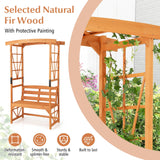 Giantex Garden Arbor with Bench - Wooden Garden Arch Trellis for Climbing Plants Vines, 2-Person Outdoor Bench, 48''W x 75''H Patio Archway for Lawn Wedding Party Ceremony Backyard Decor Giantex