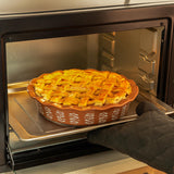 Sweese Porcelain Deep Fluted Pie Dish for Baking - 9 inch Porcelain Pie Plate for Apple, Quiche, Pot Pies, Tart - Leaf - Brown Sweese