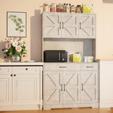 Azaeahom 71" Pantry Cabinet with Charging Station, Kitchen Storage Cabinet with Microwave Stand, 8-Zone Organization, 2 Smooth-Glide Drawers, Open Countertop for Dining, Kitchen, Living Room (Gray) Azaeahom