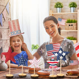 5 Pcs 4th of July Table Centerpiece Standing 3D Star Decor Wood Patriotic Sign Block Fabric Ornaments Rustic Fourth of July Independence Day Crafts for American Festival Party Home Decoration Sintuff