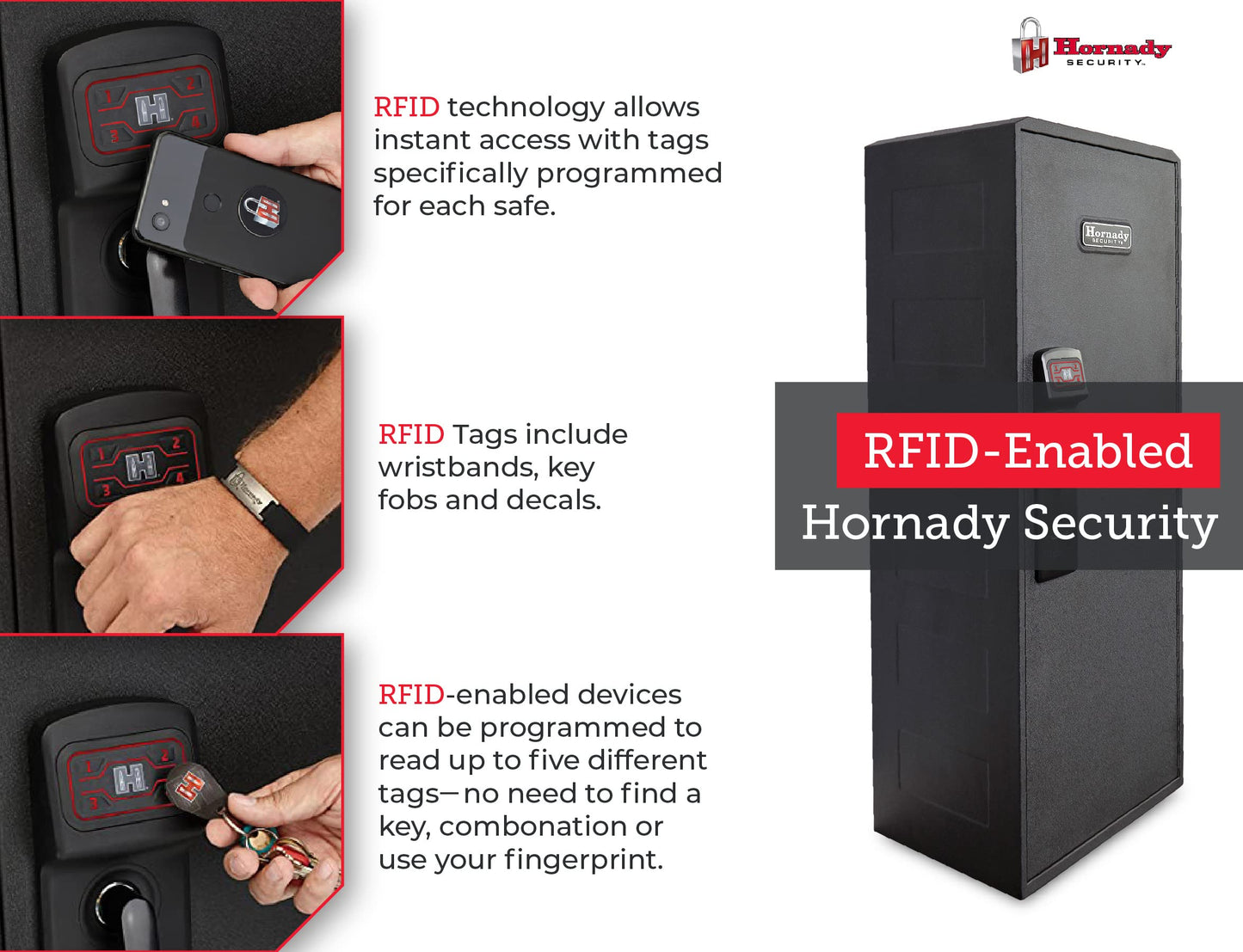 Hornady Rapid Safe Ready Vault with WiFi - Safely Keep Tabs on Your Safe with Your Smartphone - RFID Technology for Touch Free Access & Heavy-Duty Steel Housing to Protect Valuables, 98195WIFI