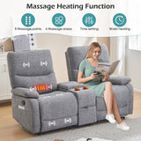 RIHEREFY Loveseat Recliner Sofa, Wall Hugger Recliner, Manual Reclining Loveseat with Console for Living Room, Home Theater, RV(Dark Gray) RIHEREFY