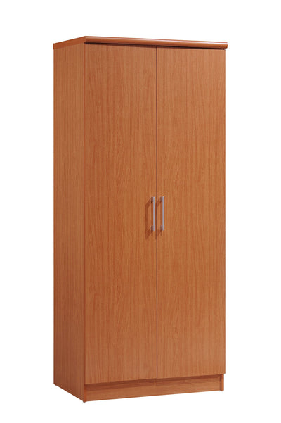 Hodedah 2 Door Wardrobe with Adjustable/Removable Shelves & Hanging Rod, Cherry