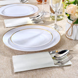 FOCUSLINE 50 Count Disposable Cloth like Napkins, Built-in Flatware Pocket, White Prefolded Paper Napkins, Linen Feel Dinner Napkins for Wedding, Parties, or Events FOCUSLINE