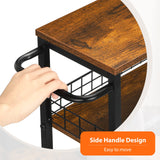 YBING Slim Storage Cart 4 Tier Kitchen Rolling Cart on Wheels Mobile Narrow Cart with Wooden Tabletop Slide Out Utility Cart for Bathroom Laundry Narrow Places Rustic Brown 16.5''L X 7.3''W X 34.6''H YBING