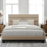 Allewie King Size Upholstered Bed Frame with Wooden Slats - No Box Spring Required, Easy Assembly in Beige Allewie