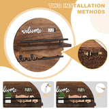 LEIRUOTM Key Holder for Wall, Key and Mail Holder Organizer with - Key Holder Wall Mount - Round Wooden Rustic Home Decor for Entryway, Mudroom, Hallway, Kitchen Office (Brown) LEIRUOTM