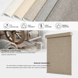 Tonature 100% Blackout Roller Blinds Cordless Shades with Natural Linen Fabric,Roller Blinds for Indoor Windows,Custom Blinds & Shades for Home,Bedroom,Custom Size,Khaki(Blackout) Tonature