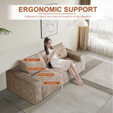 63" Corduroy Loveseat Sofa, 2-Seater Cloud Couch, Boneless Couch in a Box, Comfy Deep Seat Sofa with Memory Foam, Pillows and Wide Armrests, Modern Small Couches for Small Spaces, No Assembly (Camel) IZLKQC