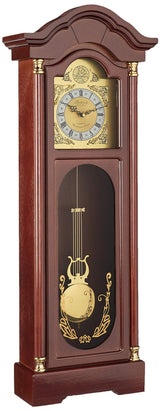 Bedford Clock Collection Antique Cherry Oak Finish Chiming Wall Clock with Roman Numerals, 33.25" L Bedford Clock Collection