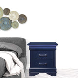 HomeRoots 482397 24 in. Two Drawer Solid Wood Lighted Nightstand Blue HomeRoots