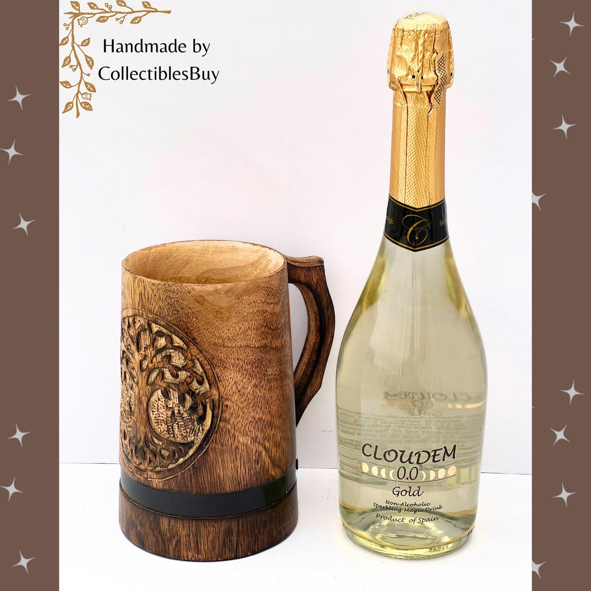 Handmade Mango Wooden Beer Coffee Mugs Wood Dark Natural - Eco-Friendly Wooden Tankard Gift Glass Stein Tea Cup Barrel for Men Women Coffee Viking Mug collectiblesBuy