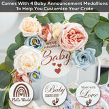 Wooden Baby Shower Crate Closet - Customizable Wooden Crate Box with Dual Rod System, Personalized Baby Shower Basket Alphabet Letters, Easy Assembly Baby Baskets for Baby Shower (Rustic White) Little Cuteness